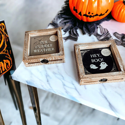 Hey Boo + Cuddle | Double-Sided Wood Sign