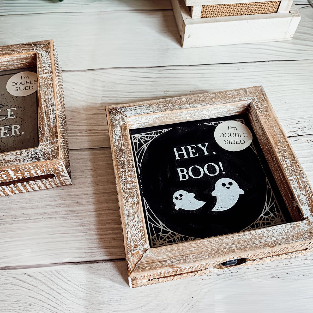 Hey Boo + Cuddle | Double-Sided Wood Sign