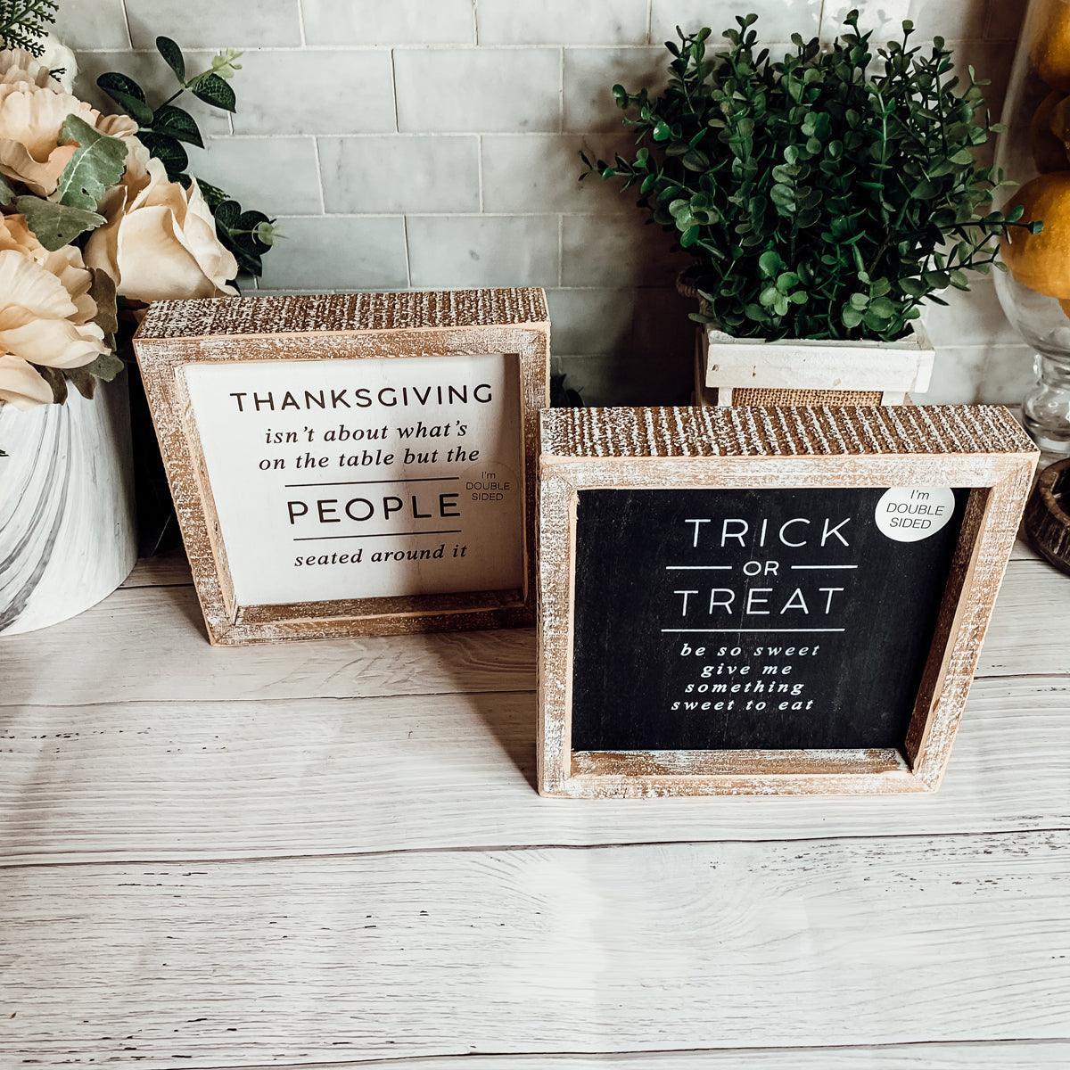 Trick + Thanksgiving | Double-Sided Wood Sign