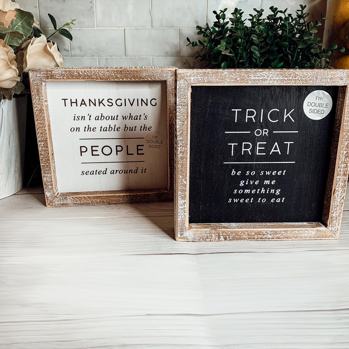 Trick + Thanksgiving | Double-Sided Wood Sign