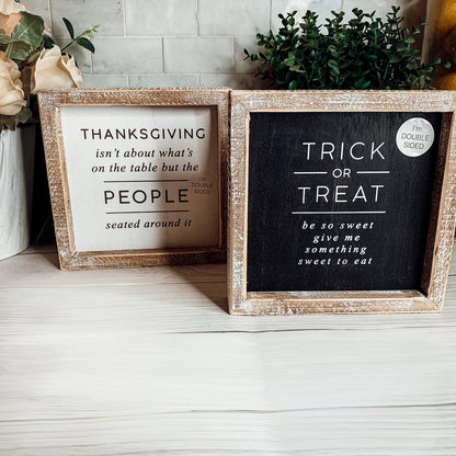 Trick + Thanksgiving | Double-Sided Wood Sign