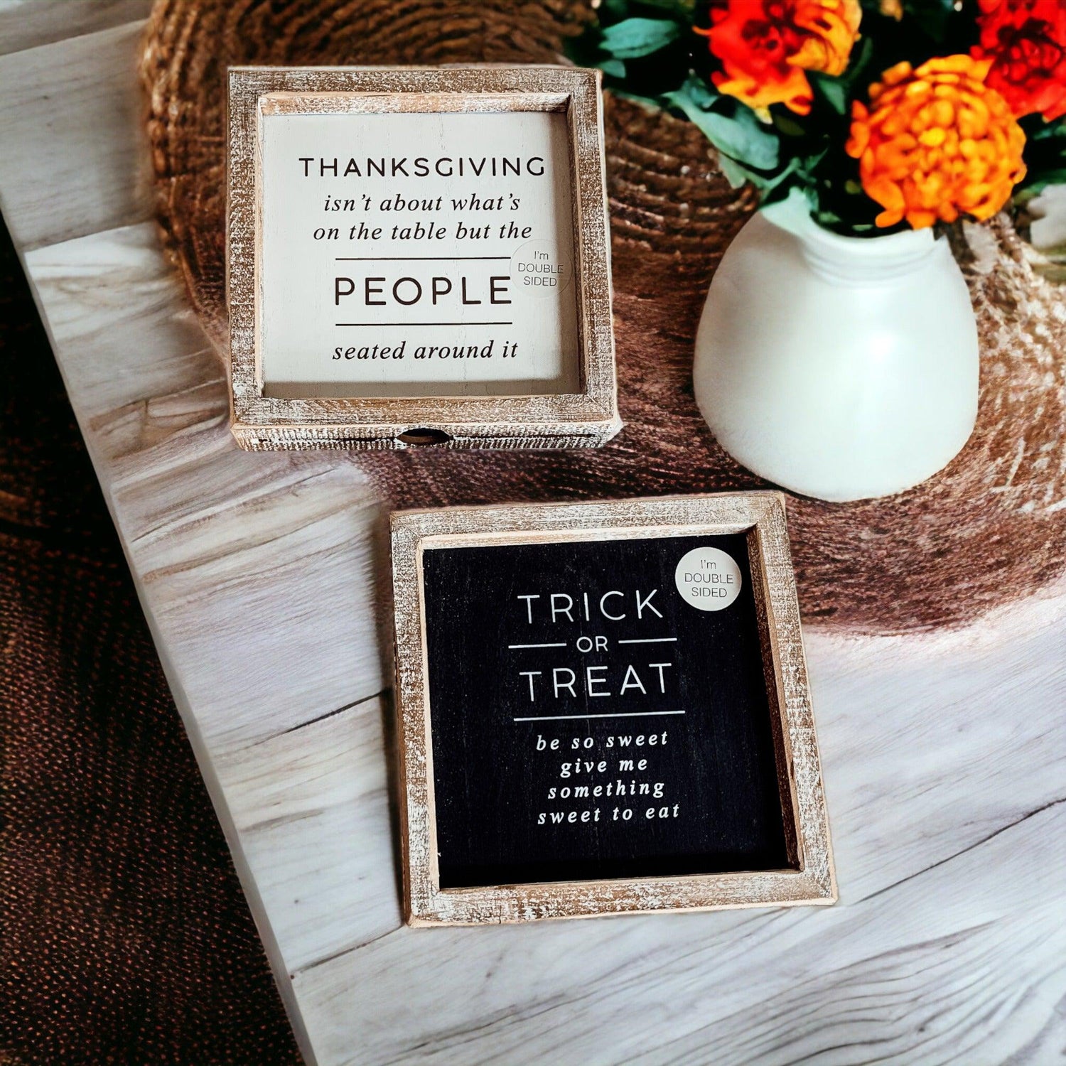 Trick + Thanksgiving | Double-Sided Wood Sign