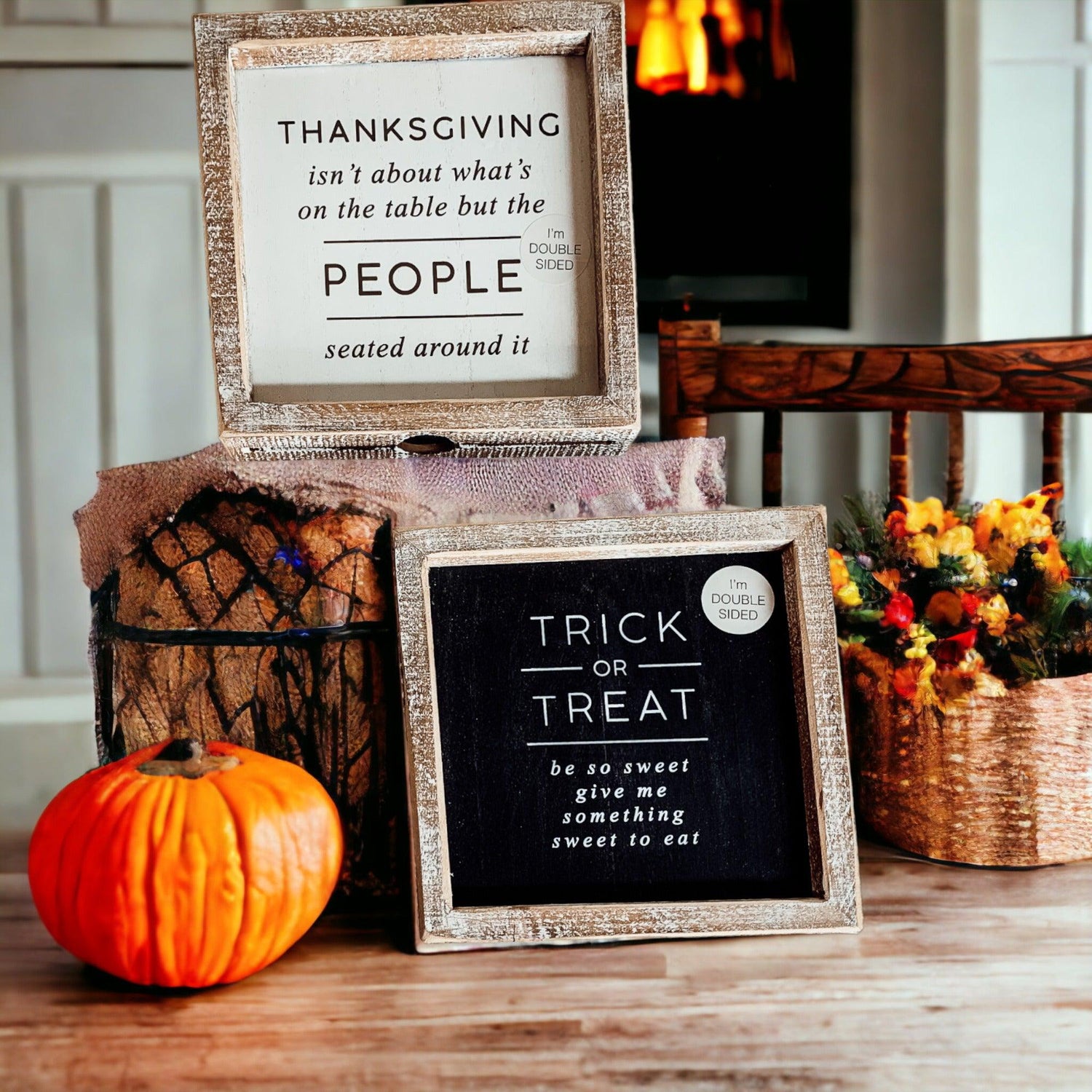 Trick + Thanksgiving | Double-Sided Wood Sign