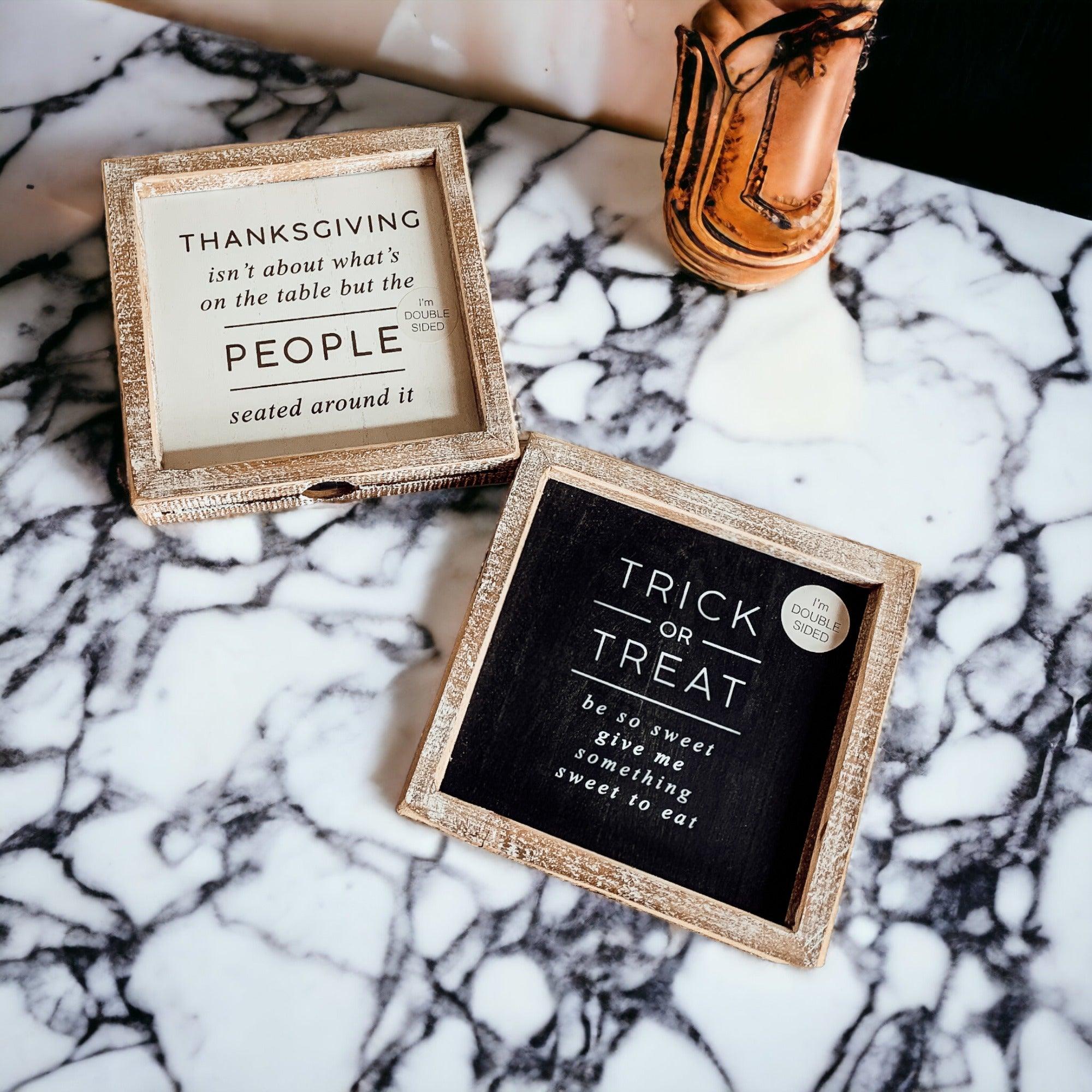 Trick + Thanksgiving | Double-Sided Wood Sign