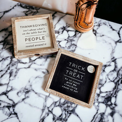 Trick + Thanksgiving | Double-Sided Wood Sign