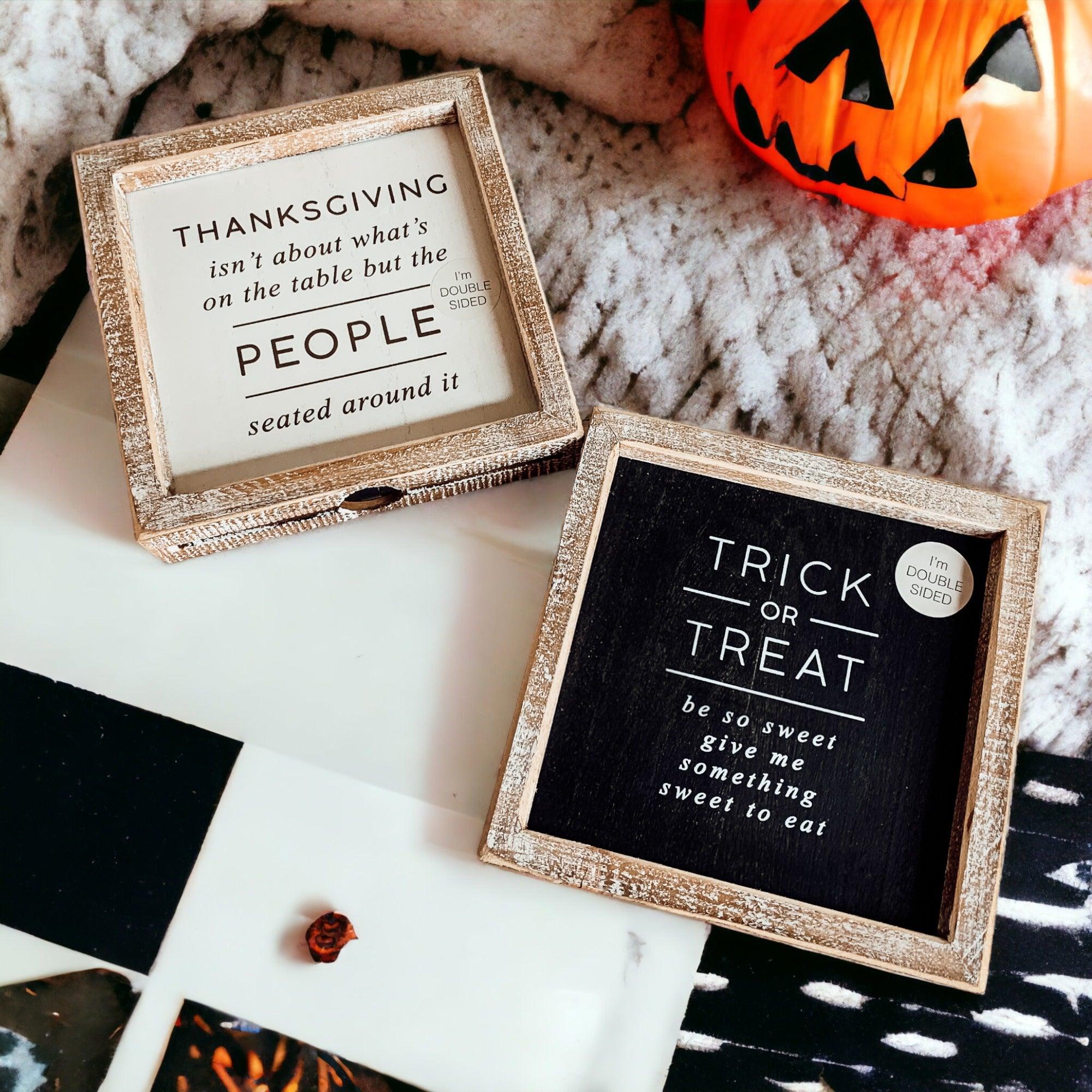 Trick + Thanksgiving | Double-Sided Wood Sign
