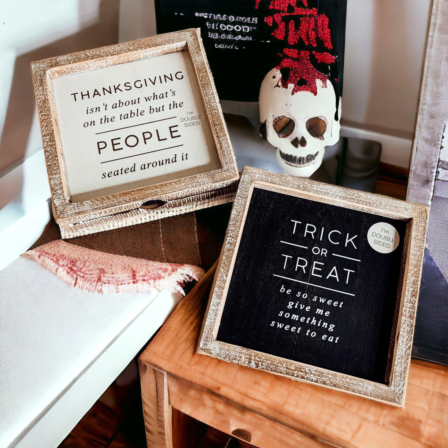 Trick + Thanksgiving | Double-Sided Wood Sign