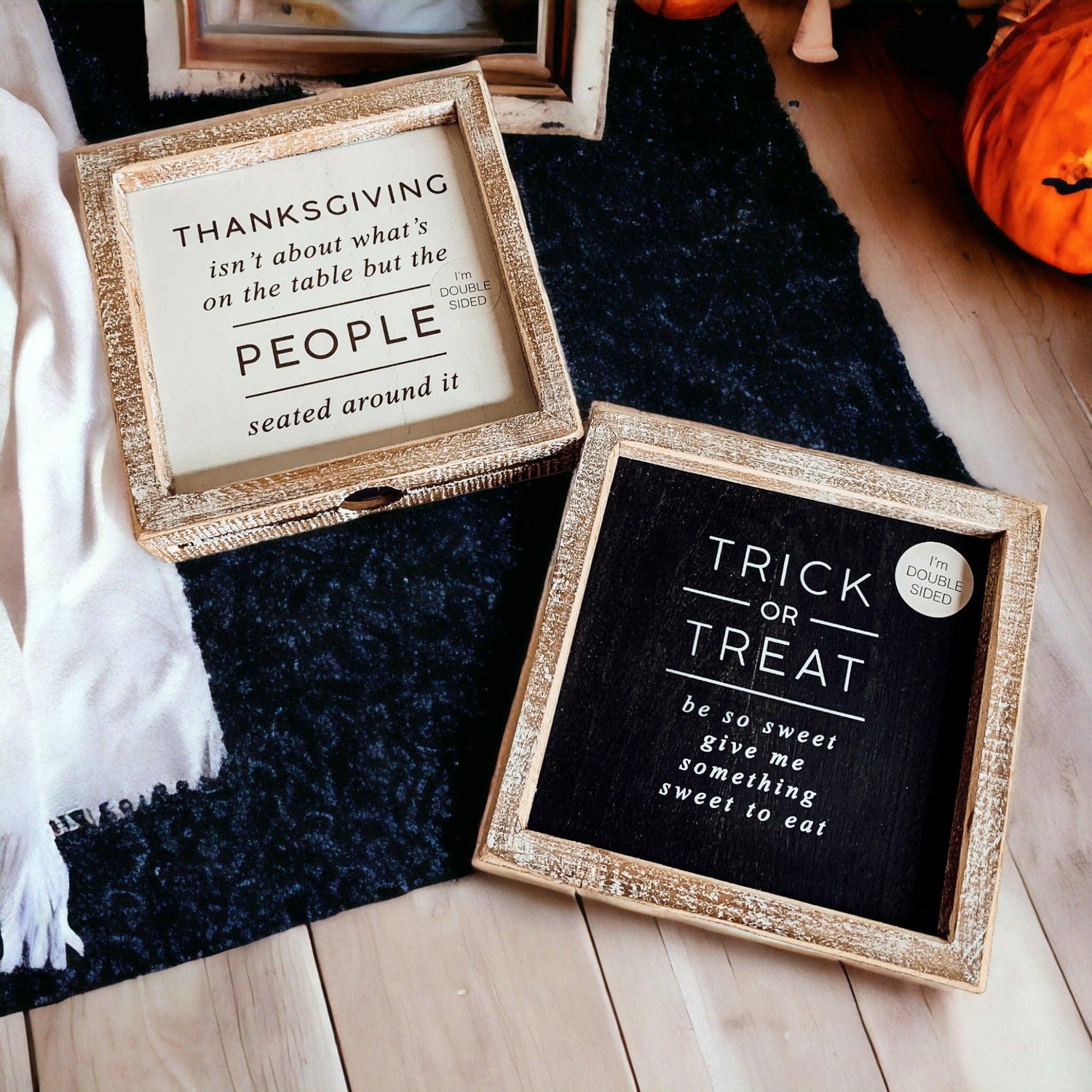 Trick + Thanksgiving | Double-Sided Wood Sign