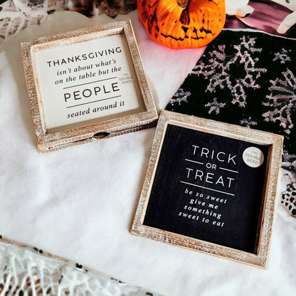 Trick + Thanksgiving | Double-Sided Wood Sign