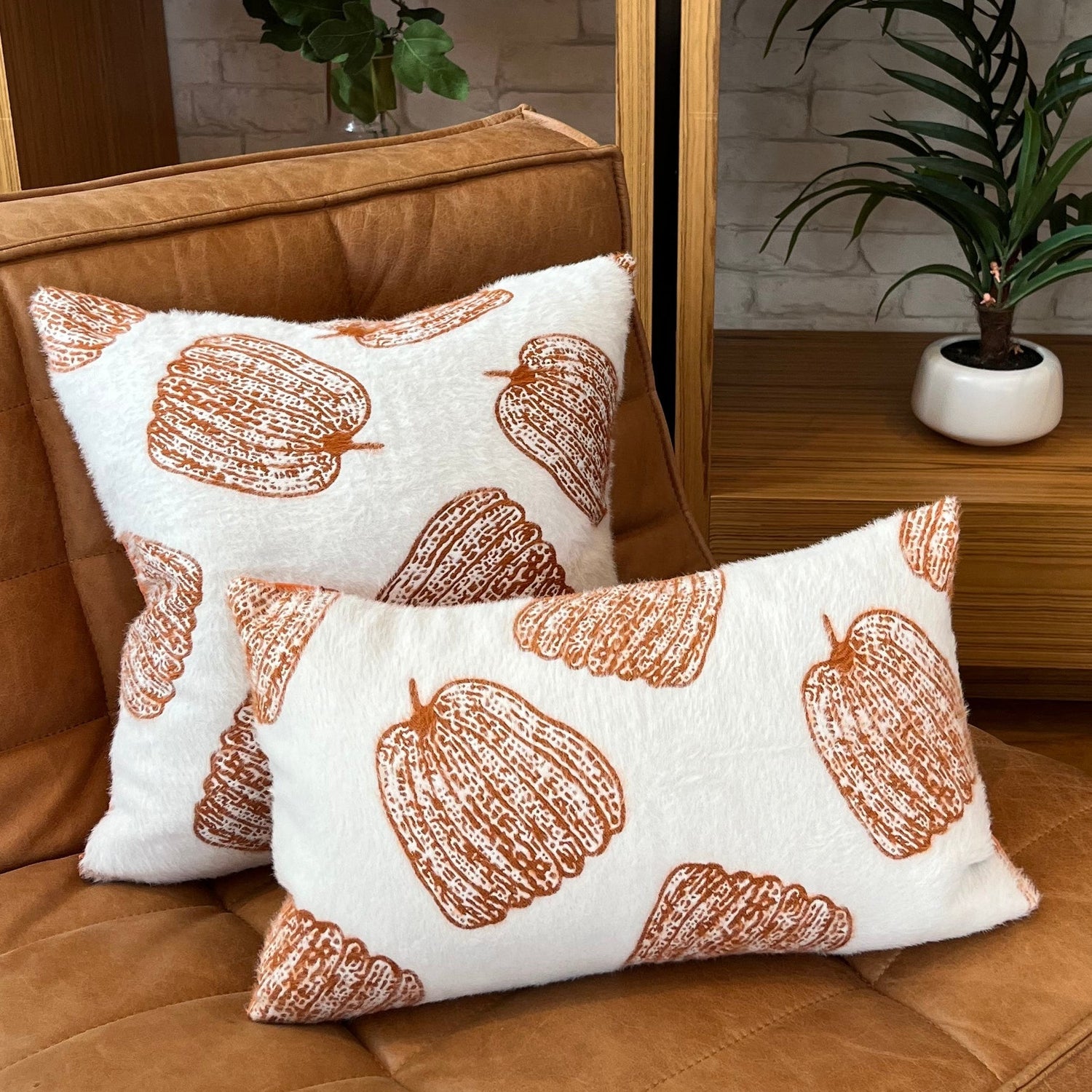 White Pumpkin Lumbar Pillow Cover