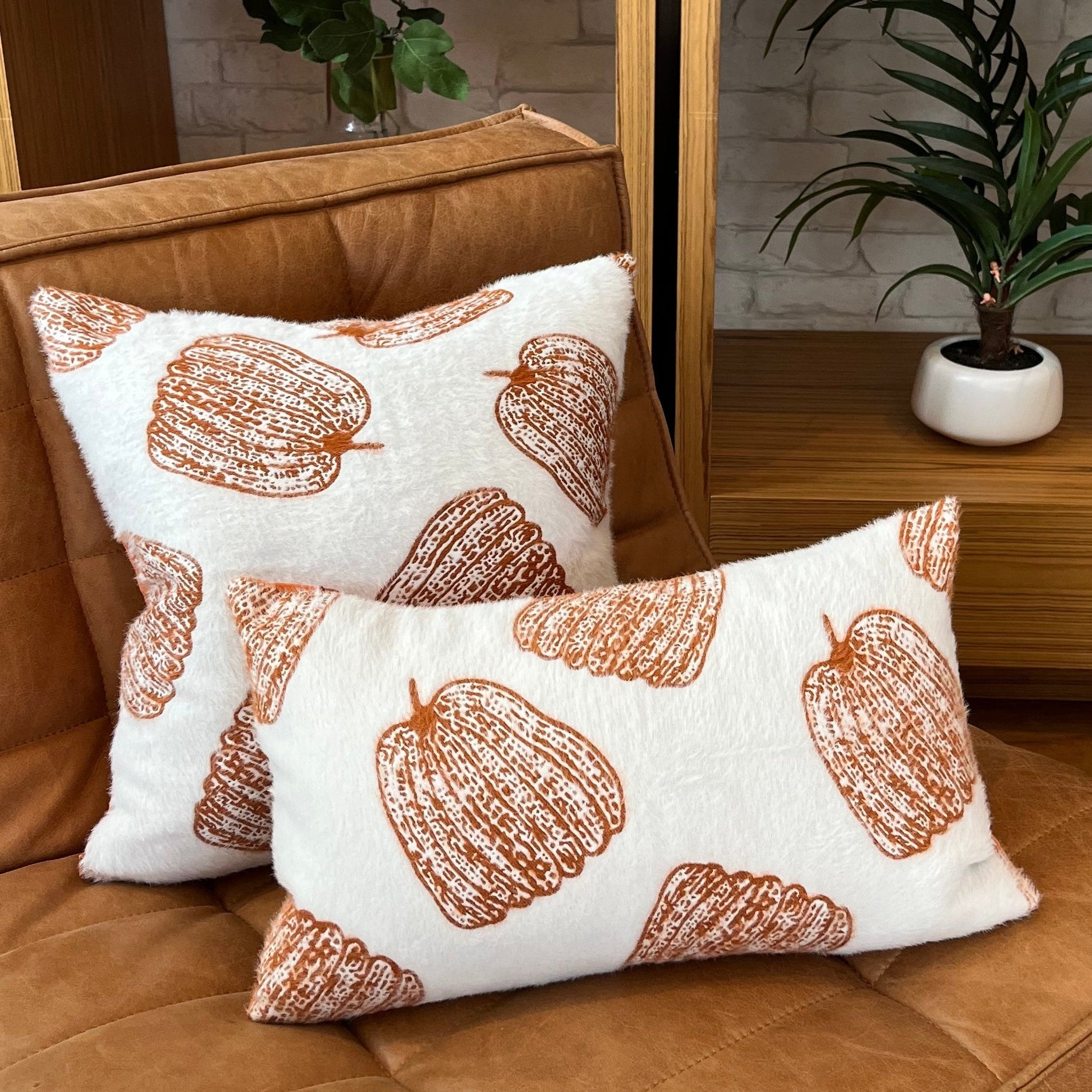 White Pumpkin Lumbar Pillow Cover