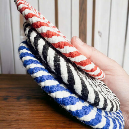 Blue and White Braided Coasters - Set of 4