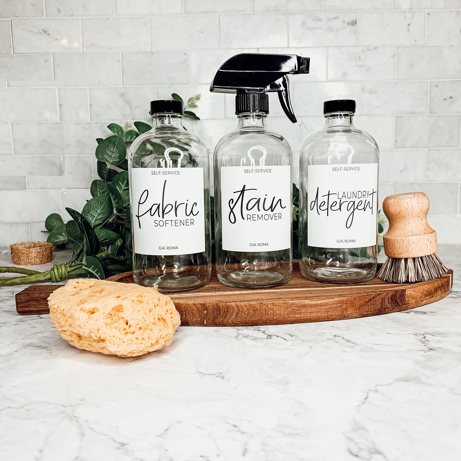 16oz Glass Bottles - Clear/White Label