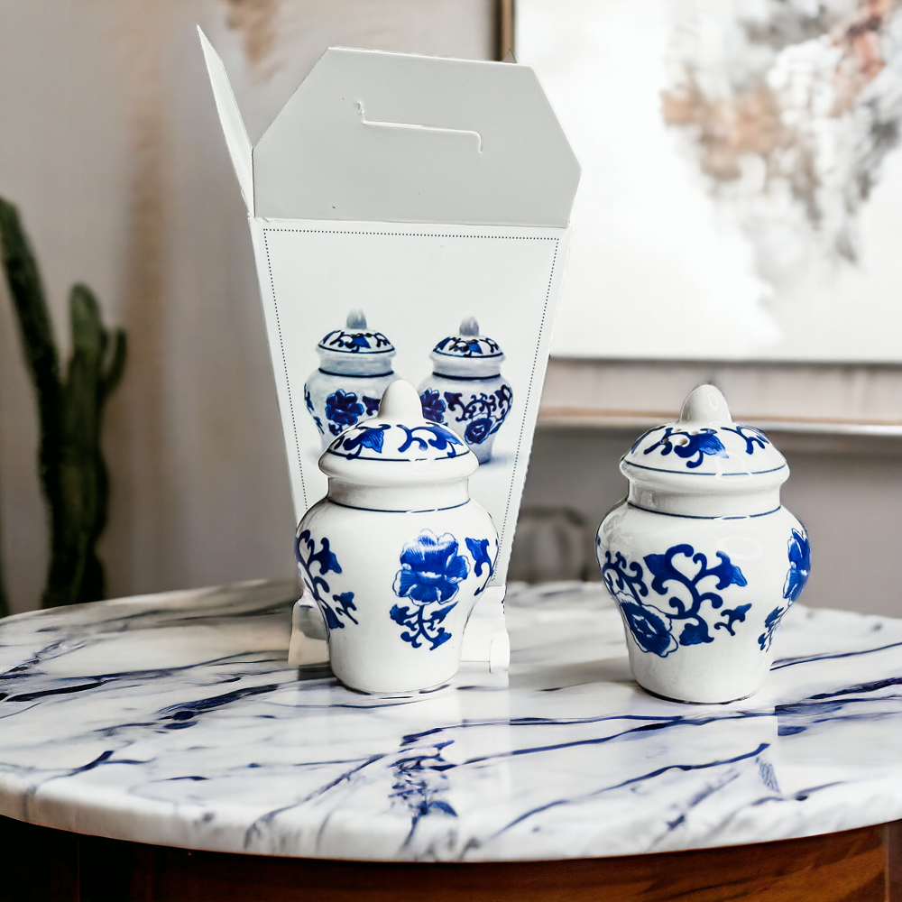 Blue and White Mini Ginger Jar Shakers