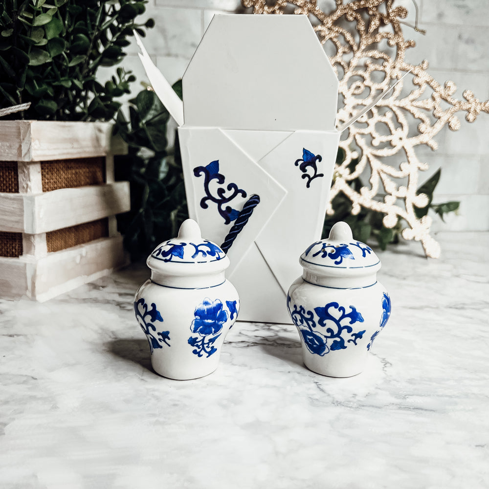 Blue and White Mini Ginger Jar Shakers