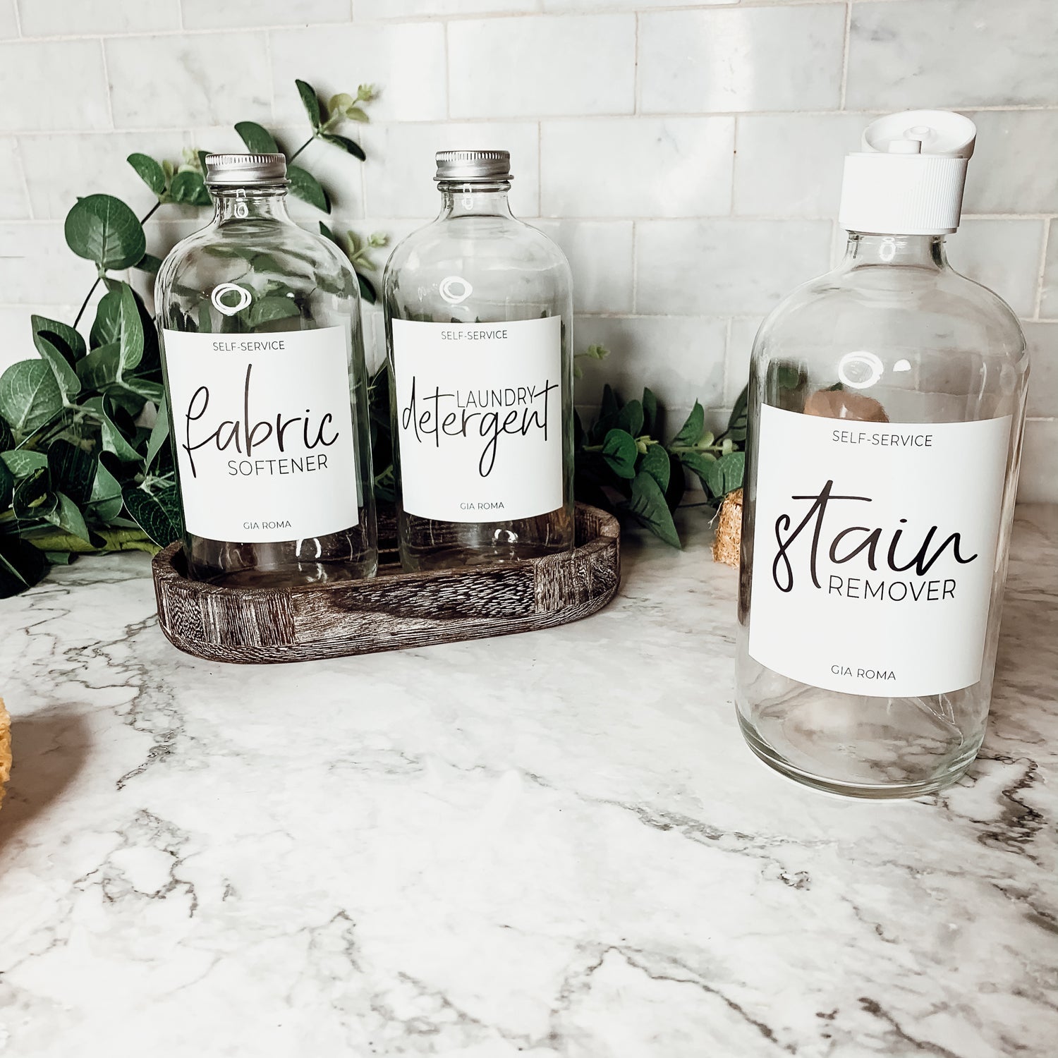 16oz Glass Bottles - Clear/White Label