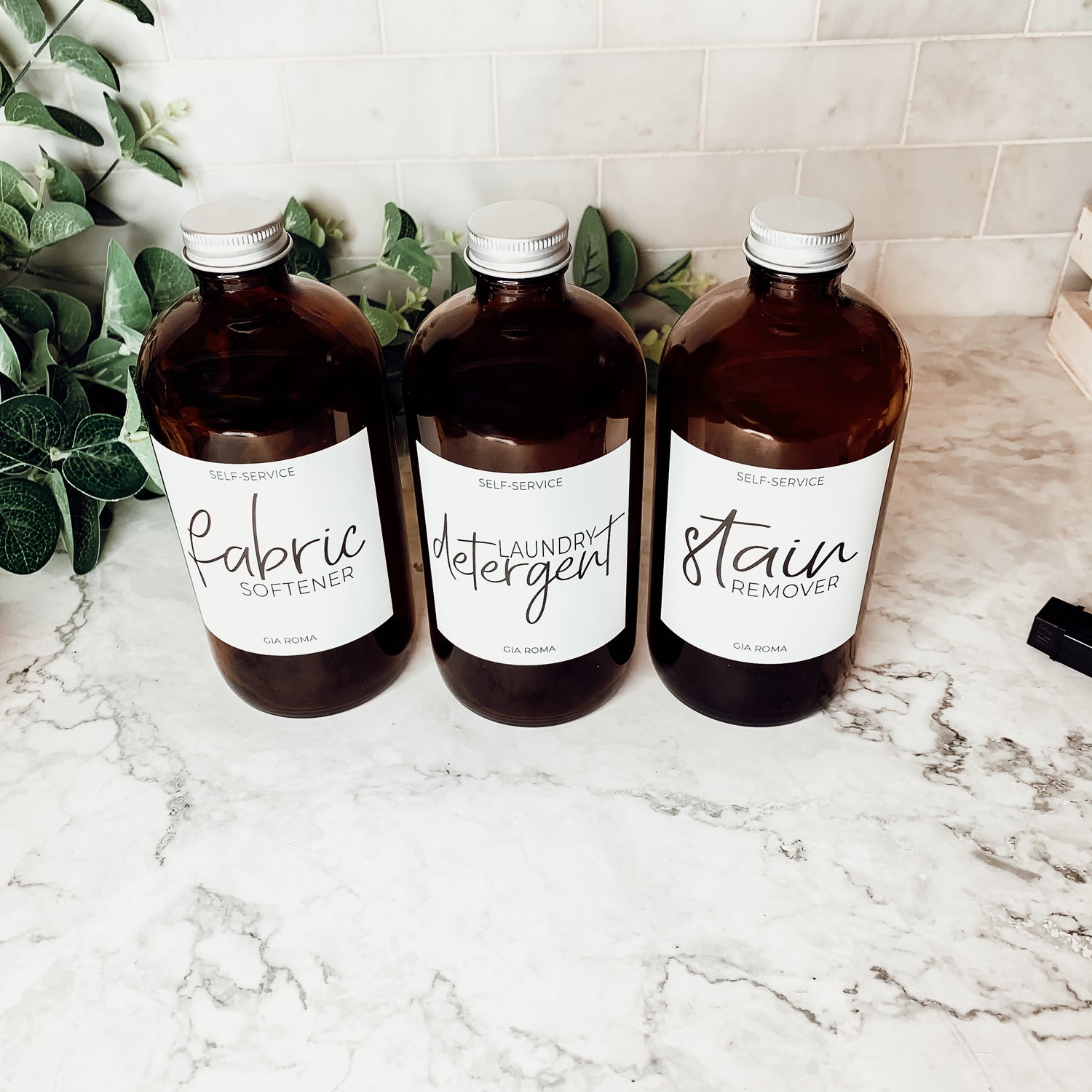 16oz Glass Bottles - Clear/White Label