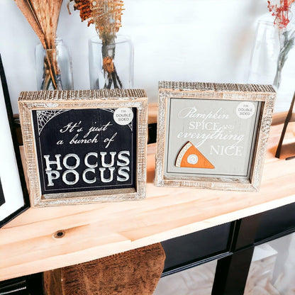 Hocus Pocus + Pumpkin Spice Double Sided Wood Sign