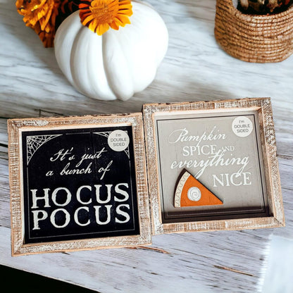 Hocus Pocus + Pumpkin Spice Double Sided Wood Sign