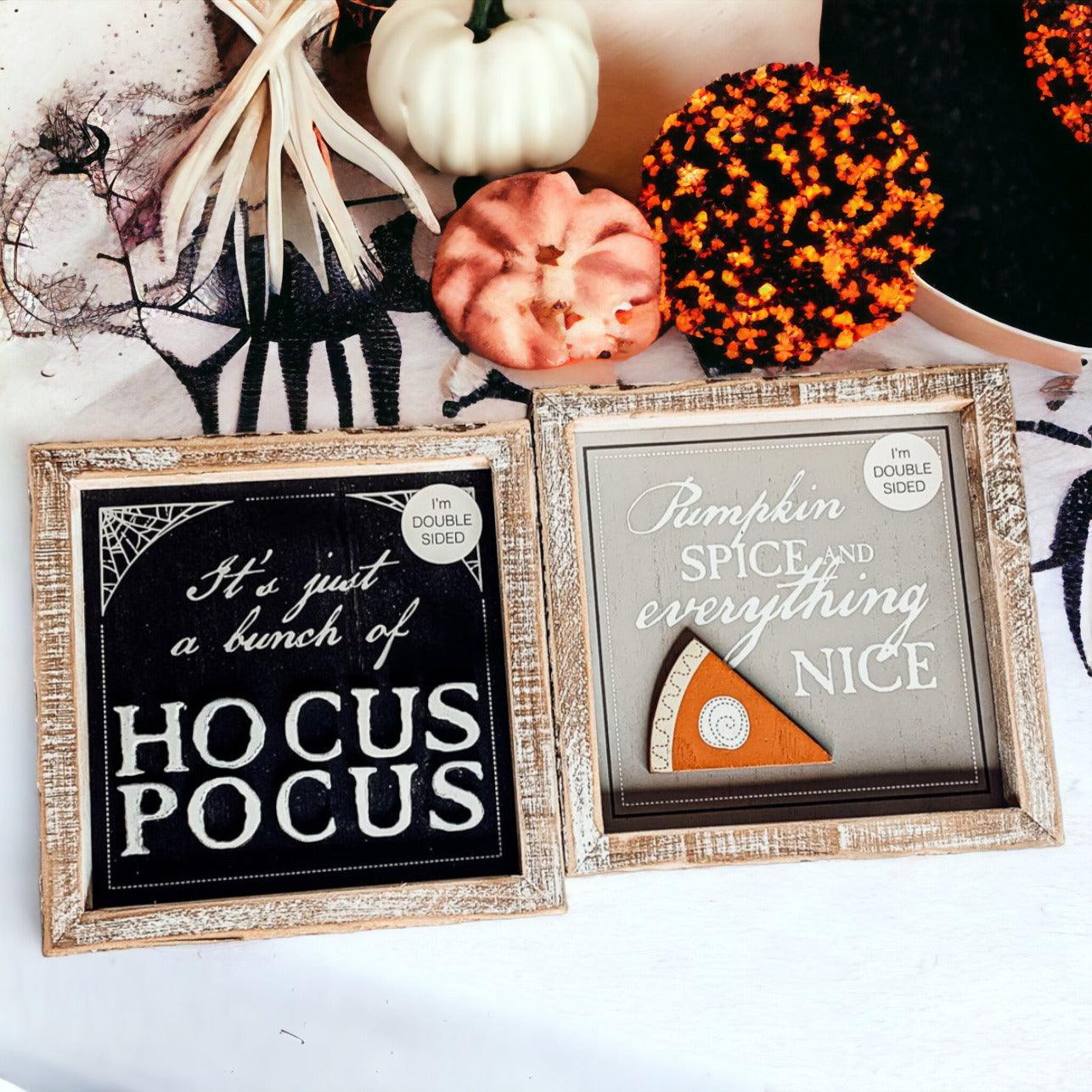 Hocus Pocus + Pumpkin Spice Double Sided Wood Sign