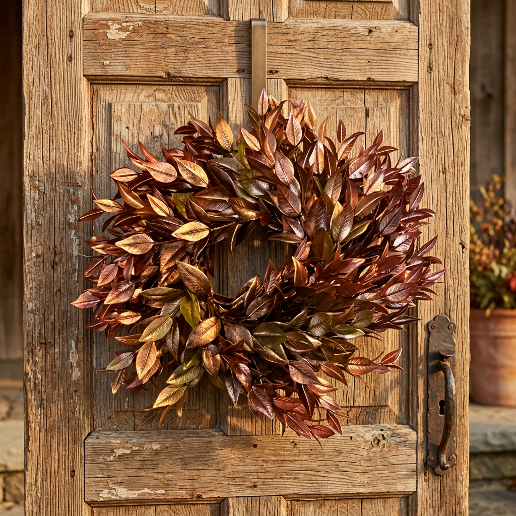 10" Golden Washed Copper &amp; Gold Ruscus Wreath