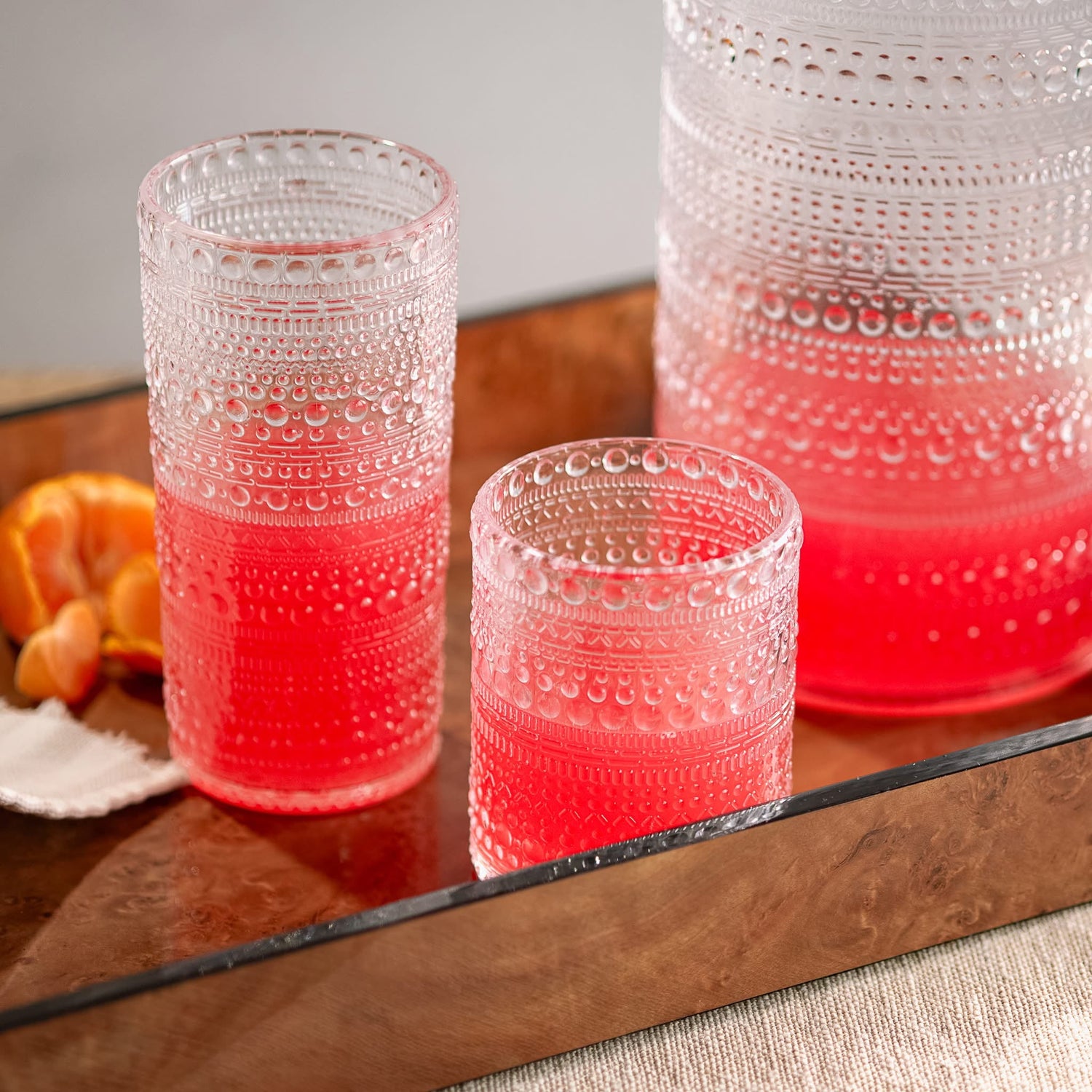 Clear Melamine Dot Drinkware Set | Complete Collection - 9 Pc Set