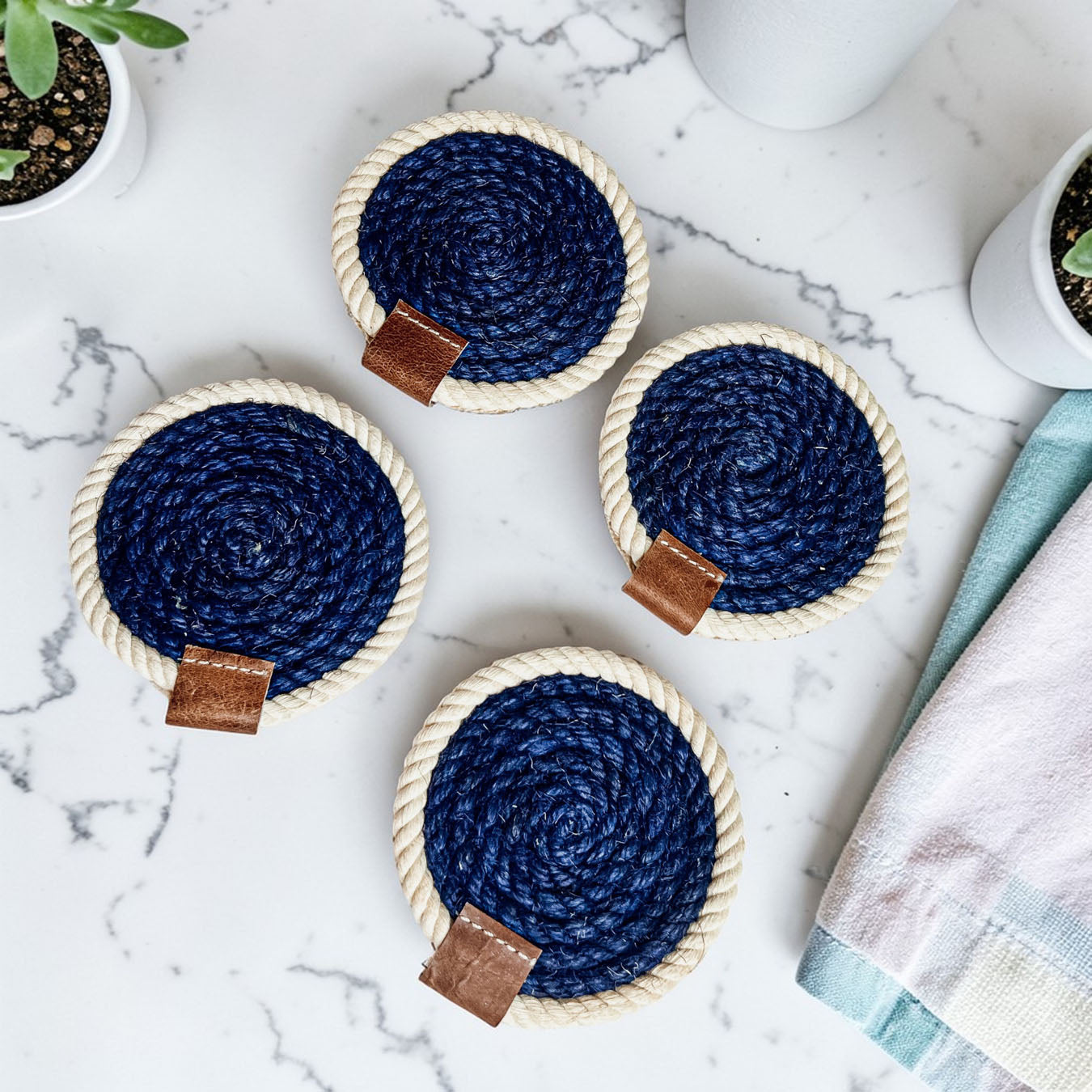 Nautical Rope Braided Coasters - Set of 4