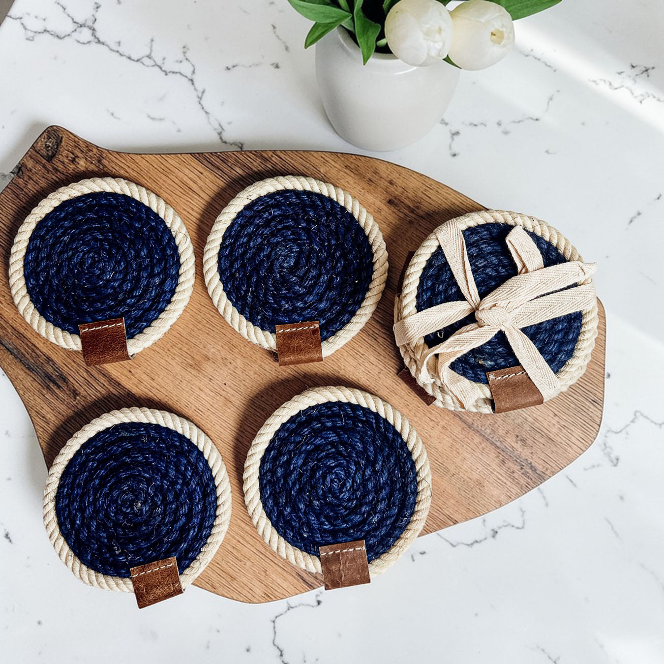 Nautical Rope Braided Coasters - Set of 4