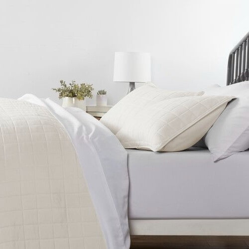 2 Piece Microfiber Farmhouse Coverlet Bedspread Set in Ivory - Twin/Twin XL