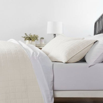 2 Piece Microfiber Farmhouse Coverlet Bedspread Set in Ivory - Twin/Twin XL