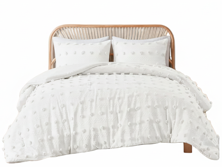 Twin/Twin XL 2-Piece Ivory Pompom Microfiber Comforter Set
