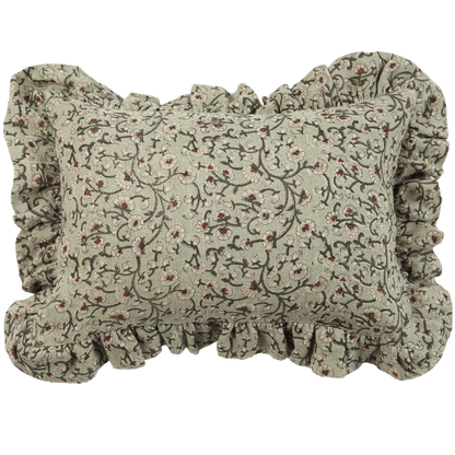Inaya Linen Floral Throw Pillow Cover - Beachwood Ruffled