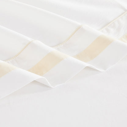 Classic Double Border Percale Cotton Pillowcase Pair