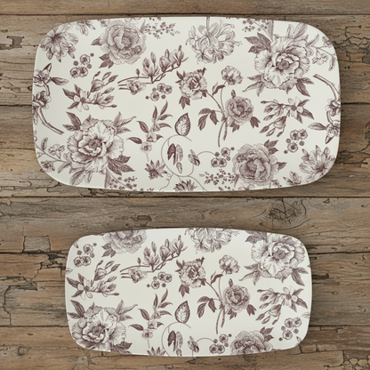 Brown Delft Stacking Melamine Tray - set of 2