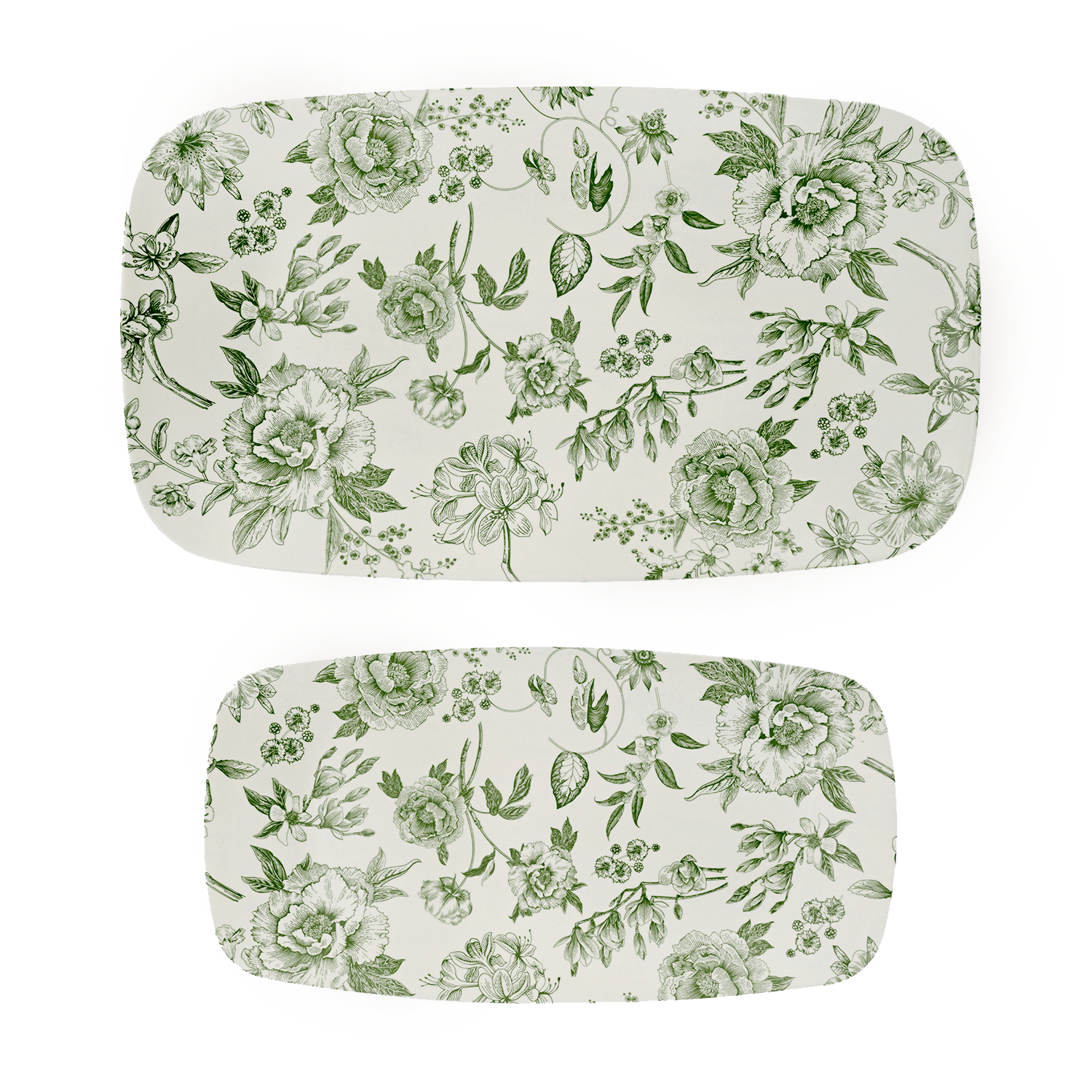 Green Delft Stacking Melamine Tray - set of 2