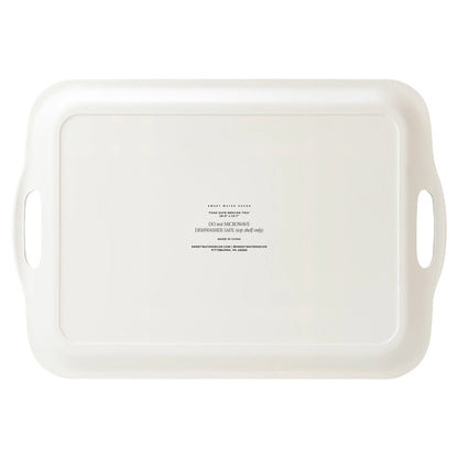 Navy Green Plaid Large Melamine Tray with Handles