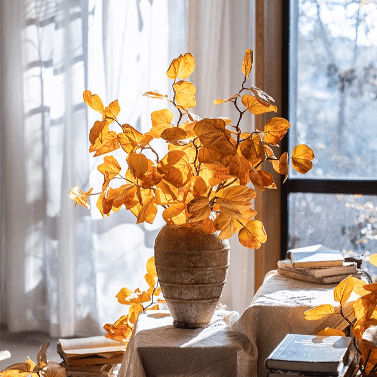 Artificial Dry Apple Leaf Stem - 33 inch