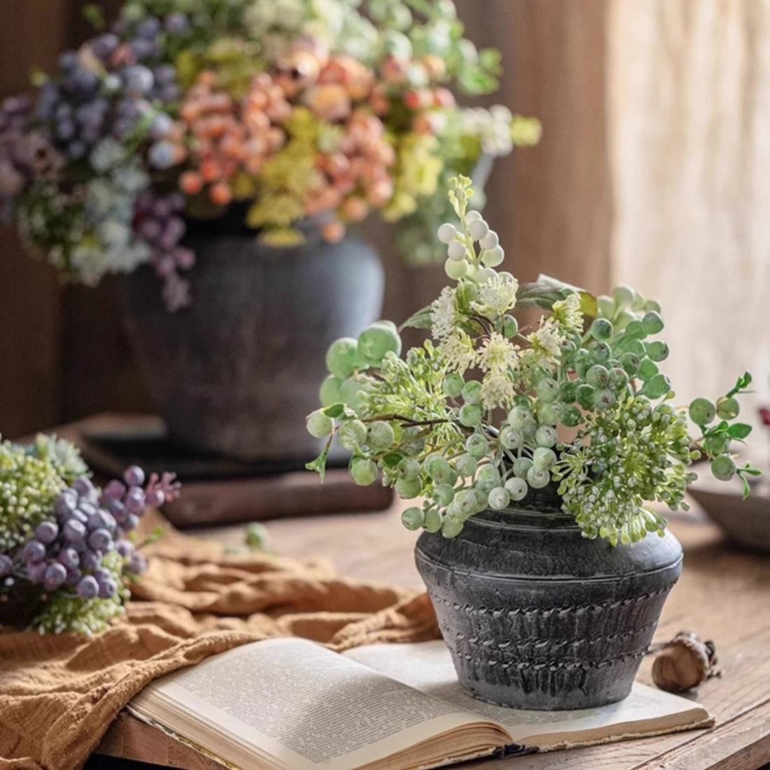 Blueberry &amp; Greenery Bunch 13" Tall