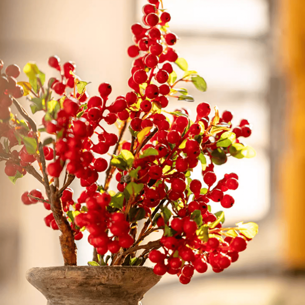 Artificial Fruit Berry Stem in Red - 17"