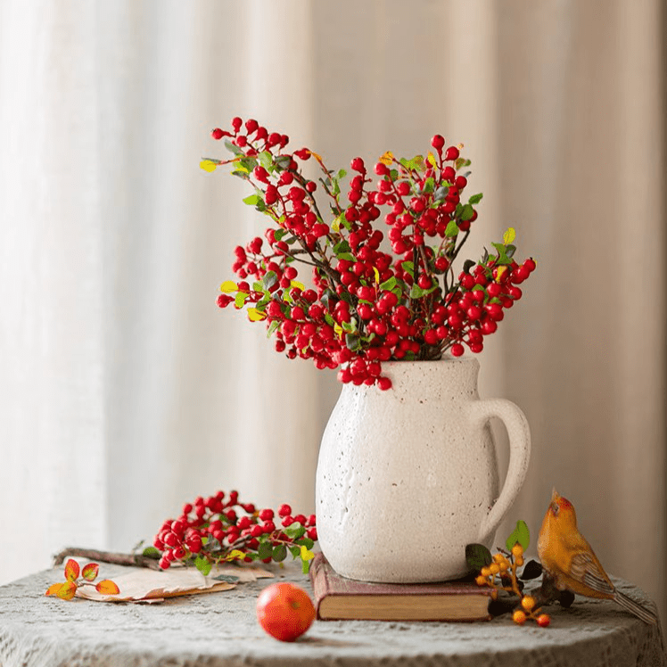 Artificial Fruit Berry Stem in Red - 17"