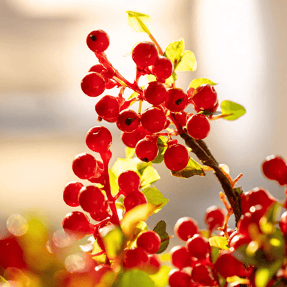 Artificial Fruit Berry Stem in Red - 17"