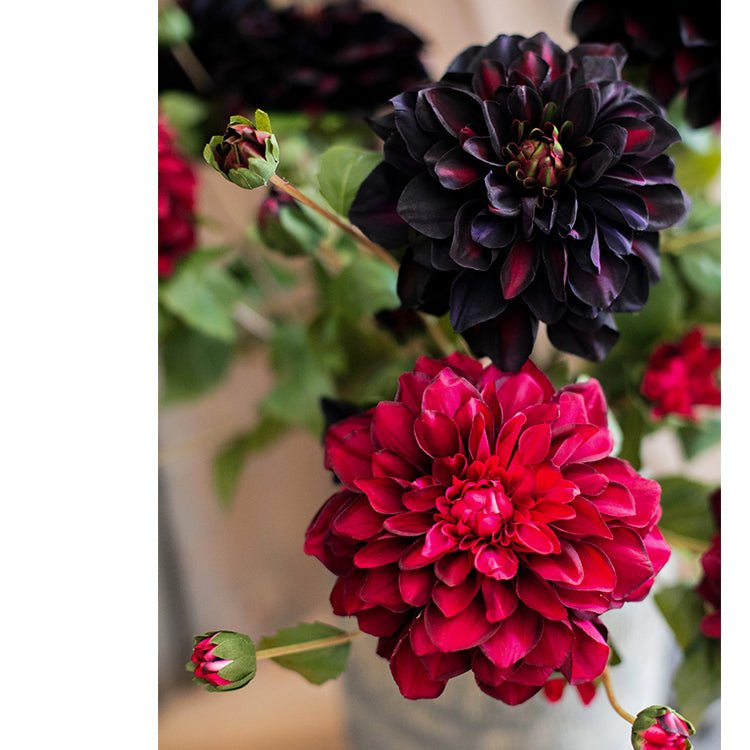 Faux Silk Artificial Blooming Dahlia Stem - 29"