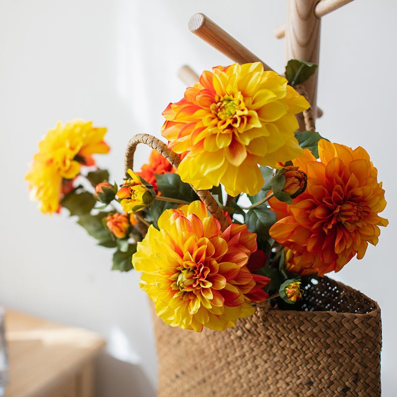 Faux Silk Artificial Blooming Dahlia Stem - 29"