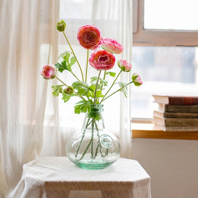 Faux Silk Artificial Buttercup Bundle in Pink or Purple - 21"