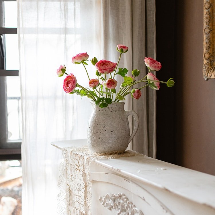 Faux Silk Artificial Buttercup Bundle in Pink or Purple - 21"
