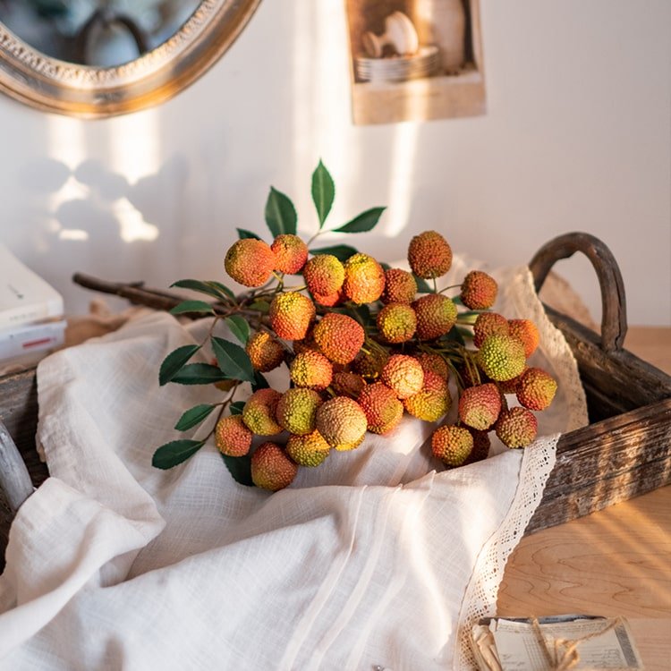 Artificial Fruit Lychee Stem - 27 inch