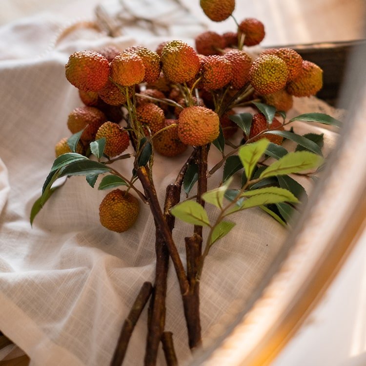 Artificial Fruit Lychee Stem - 27 inch