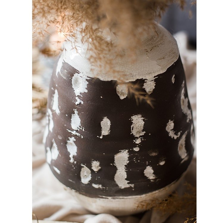 Handcrafted Ceramic Pottery Vase in Cream/Brown - 2 Designs