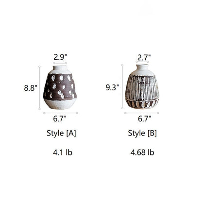 Handcrafted Ceramic Pottery Vase in Cream/Brown - 2 Designs