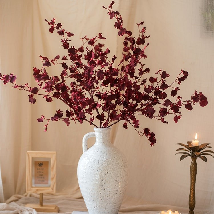 Artificial Oncidium Orchid Stem in Red - 31"